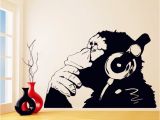 Banksy Wall Murals Banksy Vinyl Wandtattoo Affe Mit Kopfhörer Banksy Stil Wandkunst