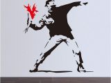 Banksy Wall Murals Famous Banksy Painting Work Creative Boy with Red Flower Home Decal