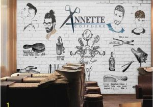 Barber Shop Wall Murals Beibehang Custom 3d Europe and the United States Hand Painted Barber