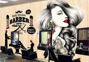 Barber Shop Wall Murals Beibehang Custom Wallpaper Hairdressing Salon Hair Wall Barber Shop