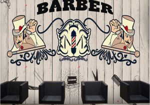 Barber Shop Wall Murals Customized European 3d Large Creative Concrete Wall Hand Painted