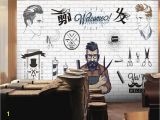 Barber Shop Wall Murals Customized European 3d Large Creative Concrete Wall Hand Painted