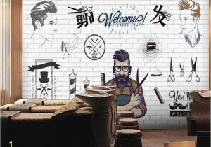 Barber Shop Wall Murals Customized European 3d Large Creative Concrete Wall Hand Painted