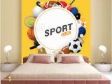 Baseball Diamond Wall Mural Vector Sport Ball and Equipment Background Wall Mural