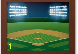 Baseball Field Wall Mural Baseball softball Field Lit at Night