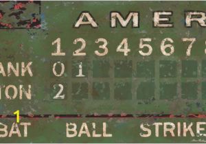 Baseball Scoreboard Wall Mural Green Vintage Scoreboard Baseball by Oopsy Daisy