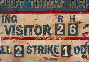 Baseball Scoreboard Wall Mural Vintage Baseball Scoreboard Cream & Navy