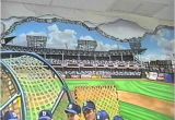 Baseball Stadium Wall Mural Hand Painted Wall Mural Ebbets Baseball Field by Muralist Bonnie
