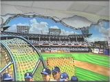 Baseball Stadium Wall Mural Hand Painted Wall Mural Ebbets Baseball Field by Muralist Bonnie