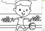 Basketball Player Coloring Pages Little Boy Playing Basketball Coloring Page Stock Illustration