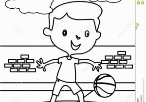 Basketball Player Coloring Pages Little Boy Playing Basketball Coloring Page Stock Illustration