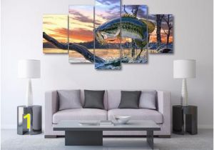 Bass Fishing Wall Murals Lion Color 5 Piece Wall Art Canvas