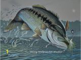 Bass Fishing Wall Murals original Mouth Bass Painting by Doug Walpus Freshwater