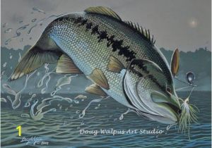 Bass Fishing Wall Murals original Mouth Bass Painting by Doug Walpus Freshwater