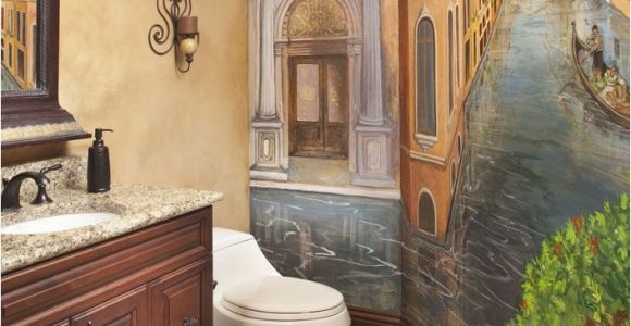 Bathroom Wall Mural Ideas Powder Bath with Venetian Mural