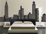 Batman Cityscape Wall Mural City Skyline Decal City Buildings Skyline Vinyl by Stunningwalls