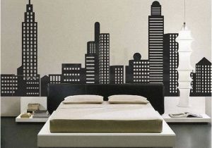 Batman Cityscape Wall Mural City Skyline Decal City Buildings Skyline Vinyl by Stunningwalls