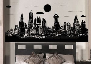 Batman Cityscape Wall Mural Gotham City Batman Skyline City Buildings Superhero Boysroomidea