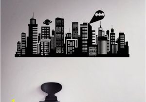 Batman Cityscape Wall Mural Gotham City Wall Decal Batman Night City Vinyl Sticker Ics Home