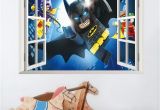 Batman Wall Mural Decal Cartoon Batman Wall Sticker for Kids Rooms 3d Window Wall