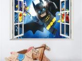 Batman Wall Mural Decal Cartoon Batman Wall Sticker for Kids Rooms 3d Window Wall