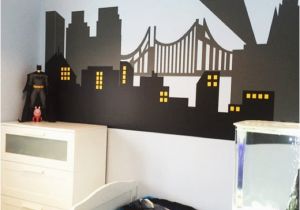 Batman Wall Mural Decal Gotham City Wall Decal Superhero Wall Decal Avengers Room Decor City Skyline Batman Wall Decal Di1403