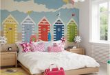 Beach Hut Wall Mural Beach Huts Seaside Wallpaper Mural Designer Beach Hut Seaside themed Nursery Room Decor Costal Beach Wall Decor Beach Hut Girls Bedroom