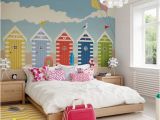 Beach Hut Wall Mural Beach Huts Seaside Wallpaper Mural Designer Beach Hut Seaside themed Nursery Room Decor Costal Beach Wall Decor Beach Hut Girls Bedroom