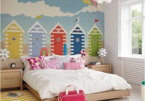 Beach Hut Wall Mural Beach Huts Seaside Wallpaper Mural Designer Beach Hut Seaside themed Nursery Room Decor Costal Beach Wall Decor Beach Hut Girls Bedroom