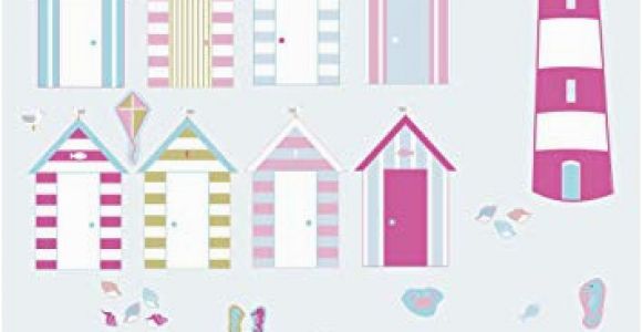 Beach Hut Wall Mural Reusable Beach Hut Wall Stcikers Pink Seaside Beach Hut Wall Decals Seaside Wall Decals Beach Hut Wall Art Beach Hut Decor