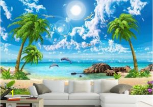 Beach Murals Cheap 3d Wall Murals Wallpaper Custom 3d Photo Sea Coconut Beach Wallpaper