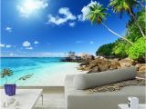 Beach Murals Cheap Custom 3d Poster Wallpaper Beach Scenery Living Room Bedroom Tv