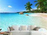 Beach Murals Cheap Custom 3d Wallpaper Seascape Beach Palm Wall Covering Mural