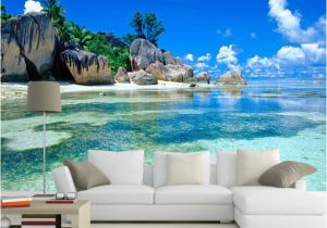 Beach Murals Cheap Custom Mural Wallpaper 3d Ocean Sea Beach Background Non Woven