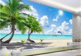 Beach Murals Cheap Customize Hd Coconut Tree Wall Mural Wallpaper 3d Wallpaper for