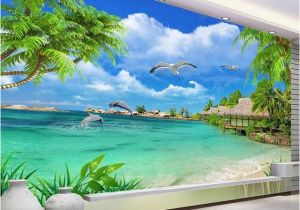 Beach Murals for Walls Hd Coconut Tree Seaside Landscape Nature Wallpaper Living Room theme