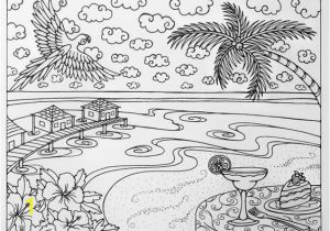 Beach Scene Coloring Pages for Adults Tropical Beach Vacation Adult Coloring Page by