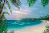 Beach Scene Wall Mural Hawaiian Beach Promenade Cross Stitch Pat Tropical Tbb