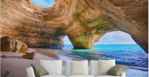 Beach Scene Wallpaper Murals Custom 3d Beach Wallpaper Reef Cave Scene Wall Mural