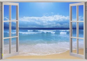 Beach Scene Wallpaper Murals Huge 3d Window Exotic Beach View Wall Stickers Mural Art Decal