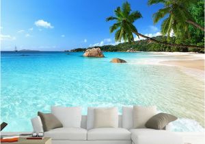 Beach Scene Wallpaper Murals Modern Simple Seaside Landscape Palm Beach Wallpaper Living