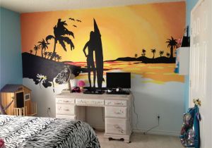 Beach Sunset Wall Mural Beach Sunset Mural My Husband and I Painted for My 10 Year
