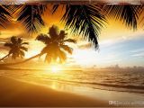 Beach Sunset Wall Mural High Quality Custom 3d Wallpaper Murals Wall Paper Sunset Coconut Beach Scenery Murals Tv Background Wall Decor Room Wallpaper Animated