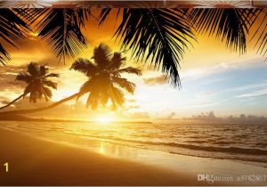 Beach Sunset Wall Mural High Quality Custom 3d Wallpaper Murals Wall Paper Sunset Coconut Beach Scenery Murals Tv Background Wall Decor Room Wallpaper Animated