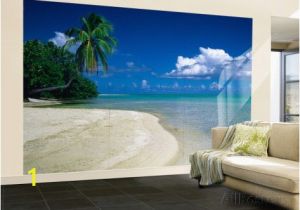 Beach theme Wall Mural Palm Tree On the Beach French Polynesia