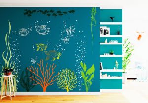Beach theme Wall Mural Underwater Wall Decal Under the Sea Aquarium Vinyl Art
