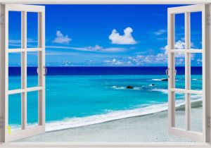 Beach Wall Mural Decals Details About 3d Beach Wall Stickers Window View Home Decor