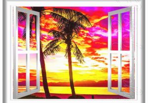 Beach Wall Murals Removable 3d Window View 3d Wall Mural Beach View Wall Decals Sunset