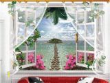 Beach Window Wall Mural 9 Styles 3020 Removable Beach Sea 3d Window Scenery Wall