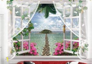 Beach Window Wall Mural 9 Styles 3020 Removable Beach Sea 3d Window Scenery Wall